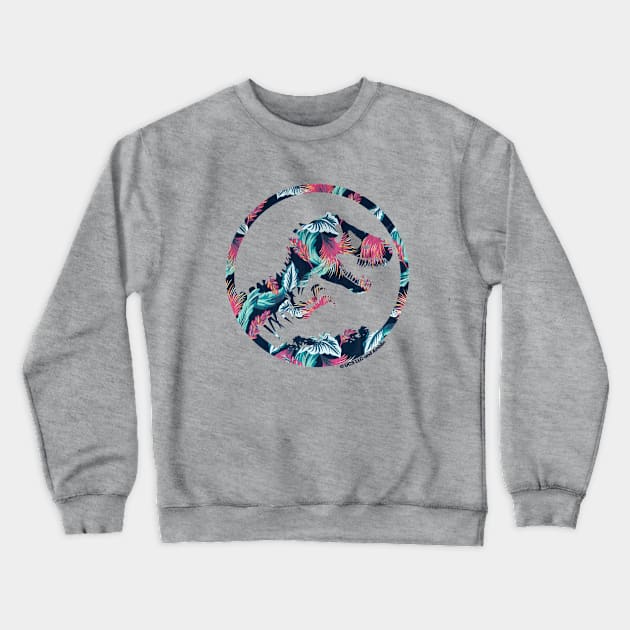 Jurassic World floral t rex. Birthday party gifts. Officially licensed merch. Perfect present for mom mother dad father friend him or her Crewneck Sweatshirt by SerenityByAlex